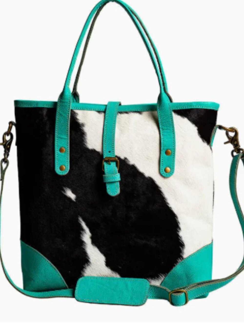 Myra Bag Pecos Pointe Canvas & Hairon Bag in Turquoise NWT